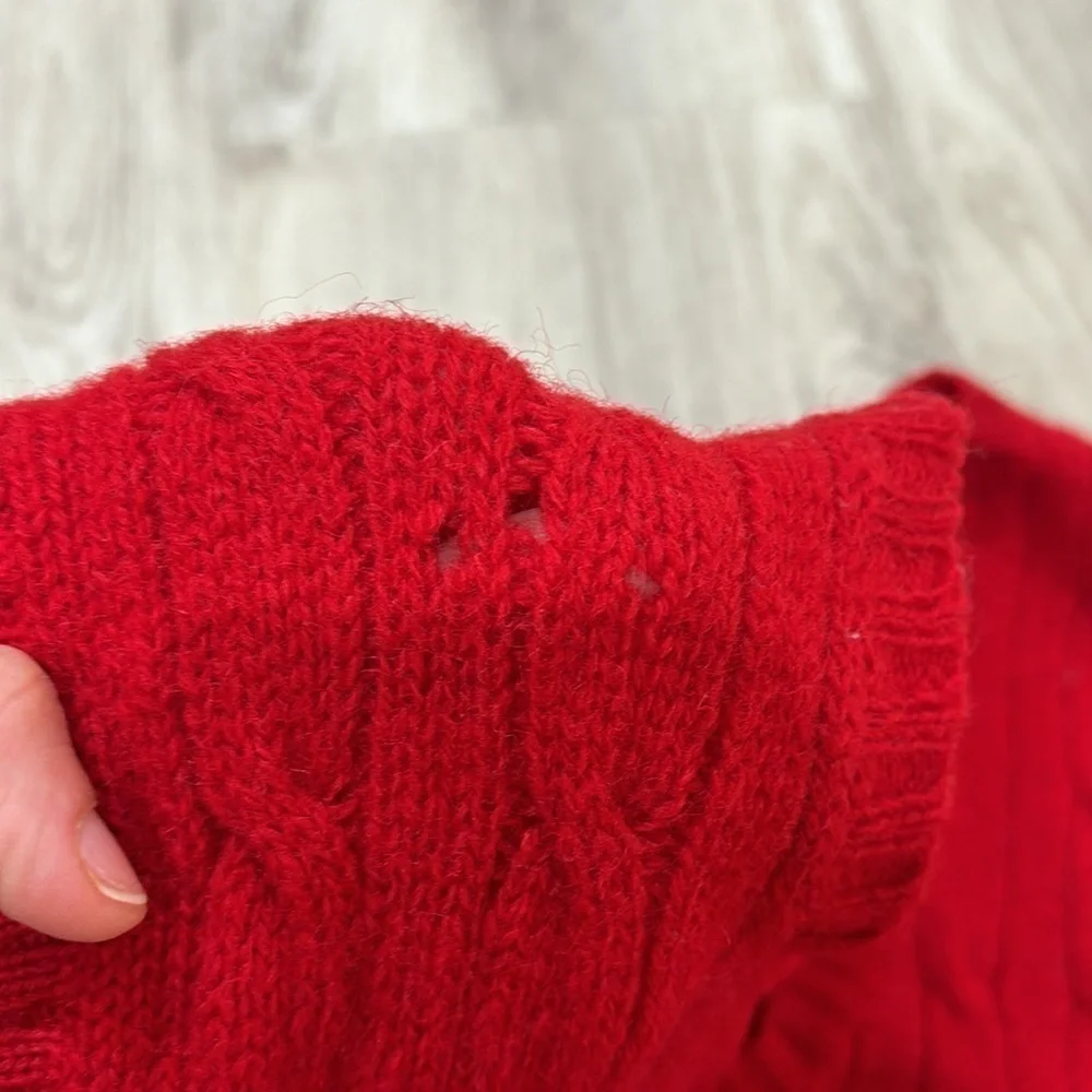 Polo Ralph Lauren v neck red 100% wool vest men flawed  size large